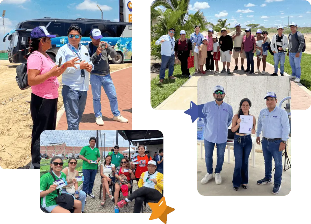 Imagen de grupo en Valle Santa Fe, Perú, durante actividad al aire libre.